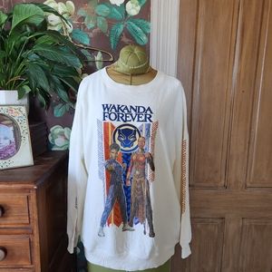Marvel Studios Black Panther Wakanda Forever Graphic Sweatshirt – Cream – Size S
